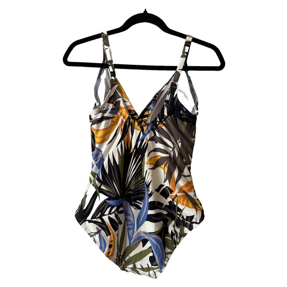Calvin Klein Women’s 10 Tropical Twist-Front Tummy Control One-Piece Swimsuit - Picture 3 of 11